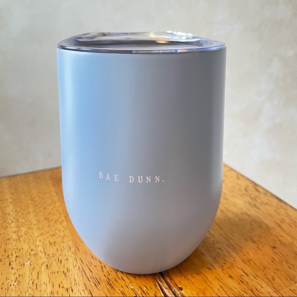 Rae Dunn BE HAPPY Light Blue Stainless Steel Insulated Wine Glass BRAND NEW! - Picture 2 of 3